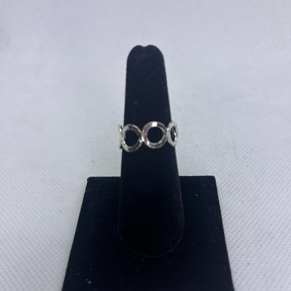 Silver Plated Open Circles Cuff  Ring